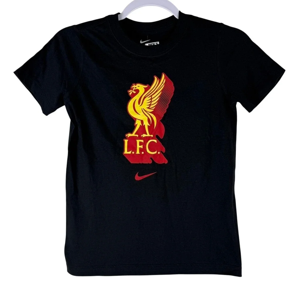 Nike Liverpool FC T-Shirt Kids Small Black Red Gold Liver Bird Soccer Tee NWT‎